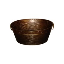 Hammered Oval Bucket Copper Finish Beverage Gifts BARWARE LARGE 2 Handles - $50.00