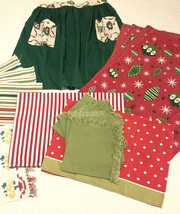 Vtg Christmas Lot Apron Napkins Placements Tea Towels 16 Pieces - $35.53