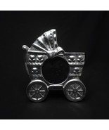 Baby Carriage Picture Frame Silver Pewter Tabletop for 2.25&quot; Diameter Pi... - £19.80 GBP