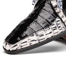 Caribe Genuine Hornback Caiman Crocodile Derby's Shoes Black / Newspaper image 3