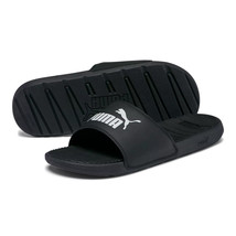 NWT PUMA MSRP $48.99 COOL CAT SPORT MENS BLACK SLIP ON SLIDES SANDALS SI... - $21.59