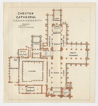 1924 Original Vintage Plan Of Chester Cathedral / England - $25.43