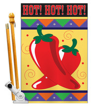 Chili Hot - Applique Decorative Pole Bracket House Flag Set HS117020-P2 - $64.97