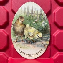 A Joyful Easter Greeting Card Egg Shaped Joyful One Sided Vintage 1950s - $13.49