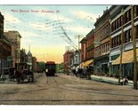 West Second Street Kewanee Illinois  Postcard 1908 Street Car Horse &amp; Wagon - $9.90