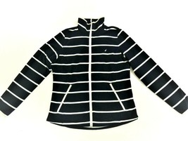 Nautica  Navy/White Striped Full-Zip Lightweight Fleece Jacket Womens Medium - £39.27 GBP