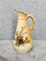 Vintage Porcelain Small Pitcher With Hand Painted Floral Pattern 6.5&quot; - $15.98