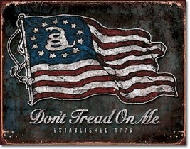 Don't Tread On Me Military Warning Flag Garage Shop Bar Man Cave Wall Decor Sign - $21.77