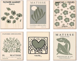 Sage Green Matisse Wall Art Decor, Abstract Matisse Posters Green Wall, Living - £29.11 GBP