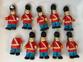 Vintage Paper Mache Toy Soldier Trangle Band Christmas Ornament lot of 10 - £39.16 GBP