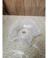 Vintage Fenton White Opalescent Hobnail Ruffled Edge Dish - $32.00