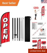 Open Feather Flag, Open Flag for Business with Pole and Ground Stake, Op... - $43.21