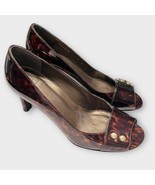STUART WEITZMAN Patent Leather Tortoise Shell Open Peep Toe Heels Pumps ... - €38,54 EUR