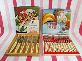 1950&#39;s Stainless 18pc &quot;Little&quot; Fork &amp; Knife Snack &amp; Hors d&#39;oeuvre Sets w... - £15.92 GBP
