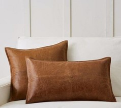 Genuine Leather Decorative Throw Pillow Covers for bed Sofa Couch outdoor nwt - £34.81 GBP+