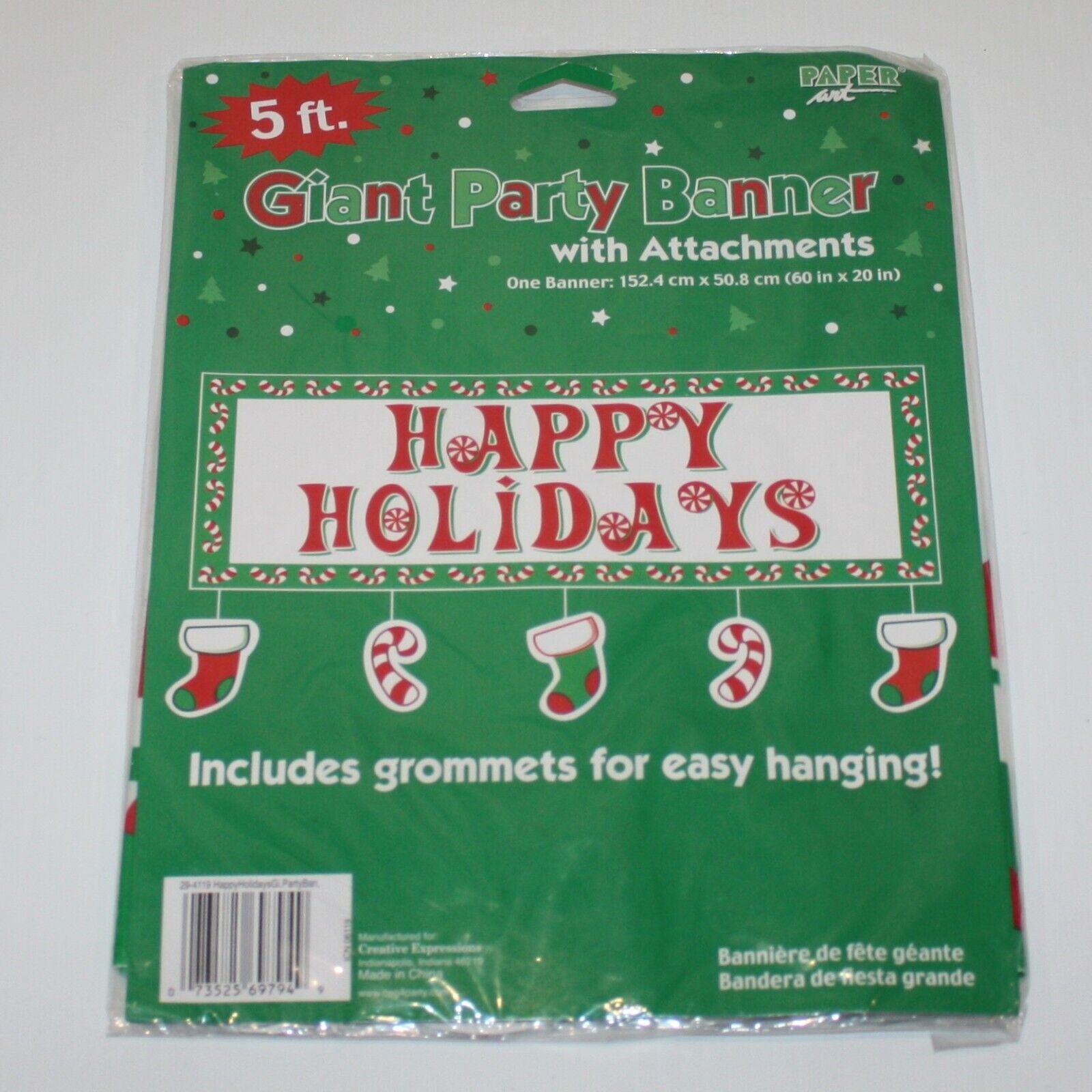 Paper Art Happy Holidays Giant Party Banner with Attachments New in Package - $5.99