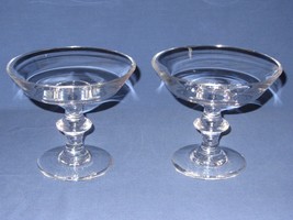 2 Vintage Val St Lambert Art Glass Pedestal Clear Crystal Bowl Signed Compote - £34.21 GBP