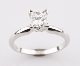 0.71 Carat Princesse Coupe Diamant Solitaire 14k or Blanc Fiançailles Bague Sz 5 - £2,922.62 GBP