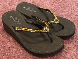 SOHO Slide On Platform Foam Wedge Thong Sandals Sz 8 Unused Excellent Condition - £17.25 GBP