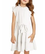 DOKOTOO Girls Ruffle Sleeveless Party Dress with Belt White Size 6-7 Years - $201.97 MXN DOKOTOO Girls Ruffle Sleeveless Party Dress with Belt White Size 6-7 Years - $201.97 MXN