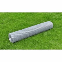 vidaXL Chicken Wire Fence Galvanized Steel 32.8&#39;x3.3&#39; Silver - $37.24