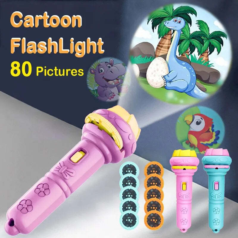 Cartoon Projection Flashlight 80 Patterns Creative Children Flashlight T... - $3.91+