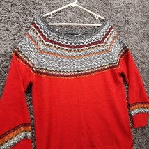 Maurices Sweater Women Plus 0 Red Fair Isle Knit Boat Neck Stripe - £10.98 GBP