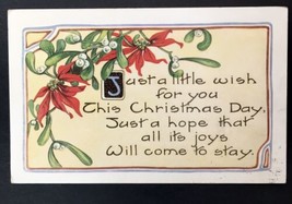 Just a Little Wish for You Christmas Day PC Antique Whitney Embossed - $10.00