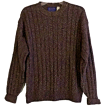 VTG Pendleton Wool Blend Sweater Mens Sz M Brown Taupe Marled Rib Knit C... - £27.70 GBP