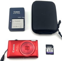 Canon PowerShot ELPH 300 HS 12.1MP Digital Camera RED HD 5X Zoom Bundle Tested - $307.30