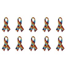 10 Autism Awareness Ribbon Pins 1.25&quot; Lapel Pin Metal Enamel Support Tie Lot Set - $16.95