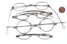 18th/19th Century collection coin silver slide temple eyeglasses - $445.50