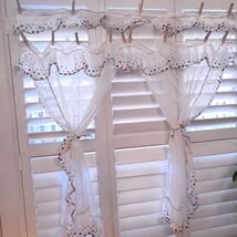 Vintage kitchen cafe curtains polka dots rainbow primary colors white wh... - $49.00