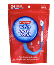 Colgate Max Fresh Wisp Disposable Mini Toothbrush, Peppermint - 24 Count - £7.04 GBP