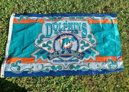 Vintage Miami Dolphins 3'x5' Team NFL Polyester Flag by Emerson USA Endzone Flag - $17.75
