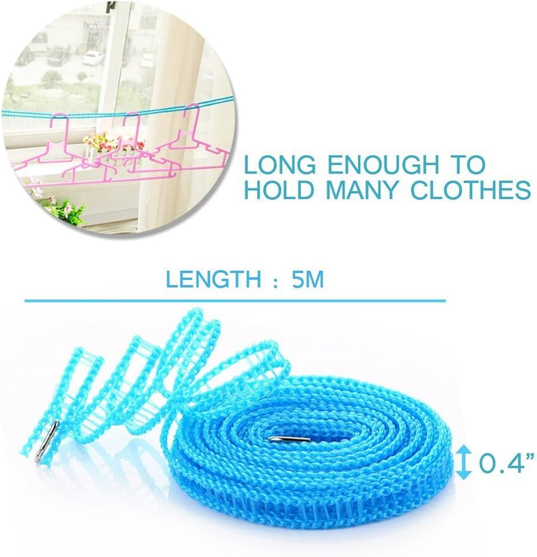 2 Pack Nylon Clothesline Windproof Clothes Drying Rope Travel Clothes Line Porta Item image 4