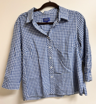 Pendleton Bright Blue White Gingham Shirt Blouce Women's Cotton Shirt SZ... - $18.32