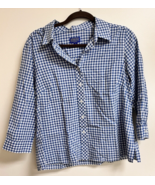 Pendleton Bright Blue White Gingham Shirt Blouce Women's Cotton Shirt SZ... - $18.32