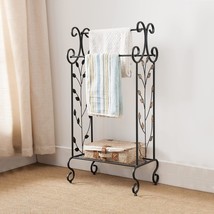 Kings Brand Furniture Black Metal with Gold Leaf Free Towel Rack Stand w... - $76.99