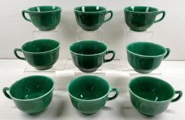 9 Mount Clemens Petal Green Flat Cups Set Vintage Emboss Tea Cup Depression Lot - £70.14 GBP