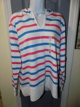 US Polo Assn. White Striped Hoodie Hooded Sweatshirt Size XL Women's NEW - $46.80