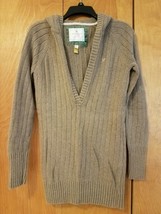 RARE GOLD LABEL American Eagle Outfitter  Women&#39;s Taupe Hooded Sweater V... - $39.99