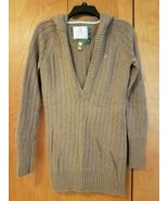 RARE GOLD LABEL American Eagle Outfitter  Women&#39;s Taupe Hooded Sweater V... - £31.86 GBP
