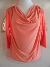 Dress Barn Women&#39;s XL Solid Peach Stretchy Cowl Neck Top - £8.12 GBP