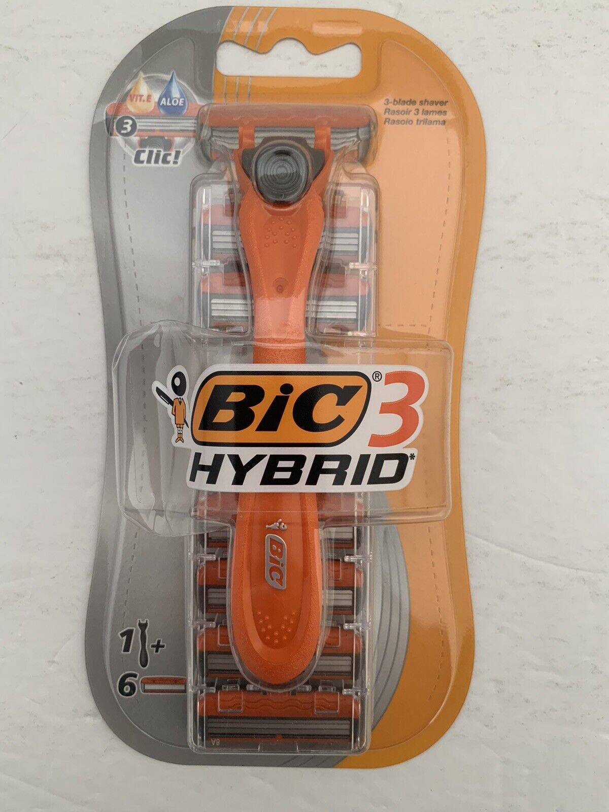 Primary image for BIC 3 Hybrid Orange color 3-blade Shaver Handle with 6 Cartridges