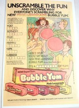 1983 Color Ad Pink Lemonade Bubble Yum UnscrambleThe Words - £6.38 GBP