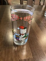 VTG Anchor Hocking Drummer Christmas Bear Glass Tumbler Holiday Christmas - £11.10 GBP