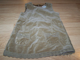 Baby Size 18 Months The Children's Place Solid Brown Tan Velour Jumper Dress EUC - $12.00