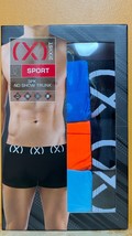 NEW Mens SMALL 2(x)ist SPORT No Show Trunk Cotton Blend 3 Pack 28-30 orange blue - £18.13 GBP