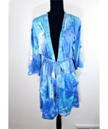 Hello Mello Dyes The Limit Tie Dye Lounge Robe S M Blue Pockets Open Fro... - $22.50 CAD